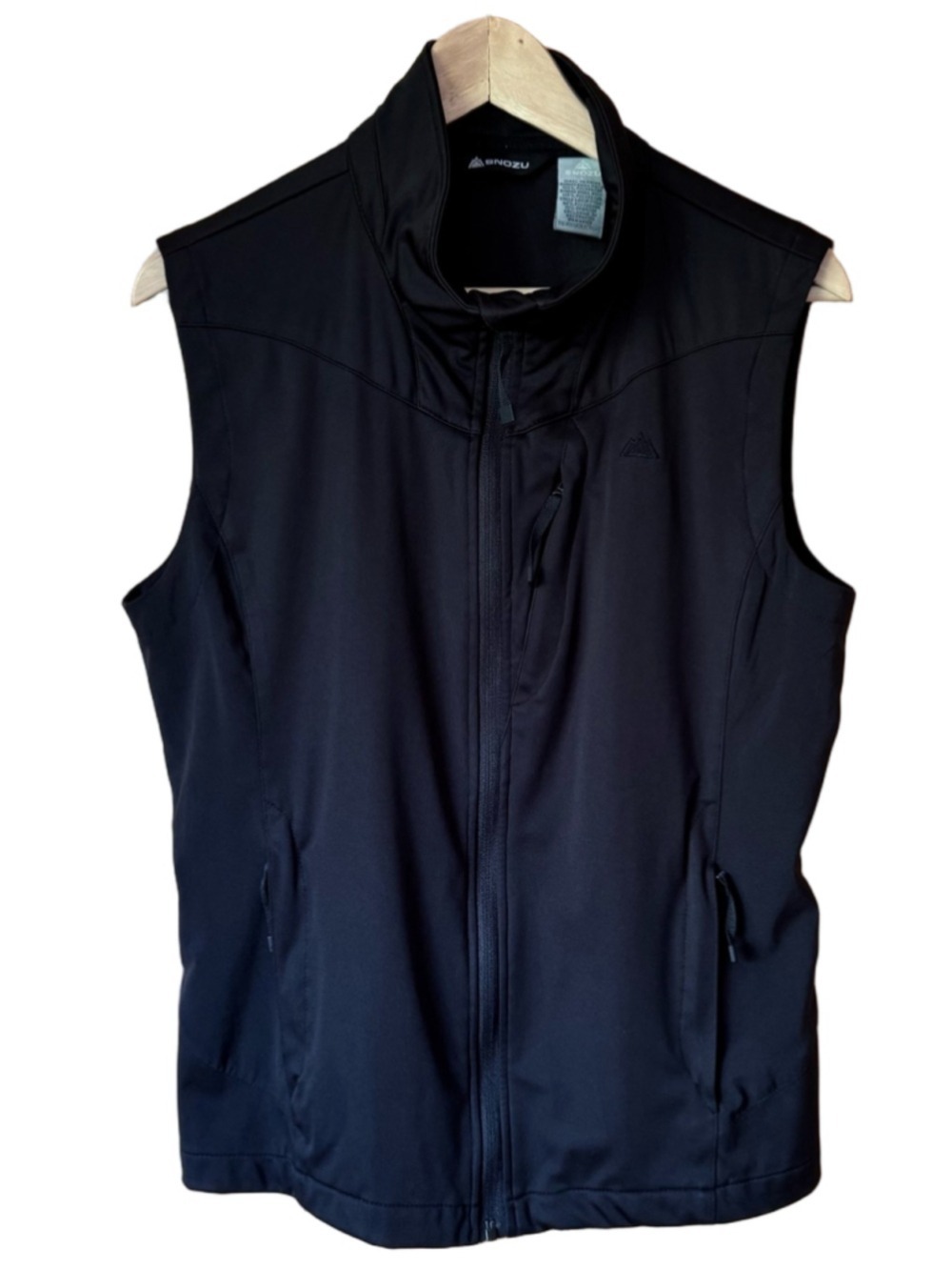 Snozu Black Softshell Zip Front Stand Up Collar Vest size large